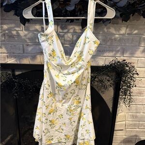 SHEIN White and Yellow Floral Mini Dress